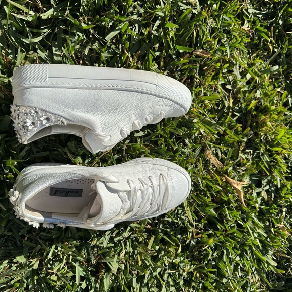 PAUL GREEN White Leather sneakers floral detail on back size US 5.5 - Picture 9 of 13